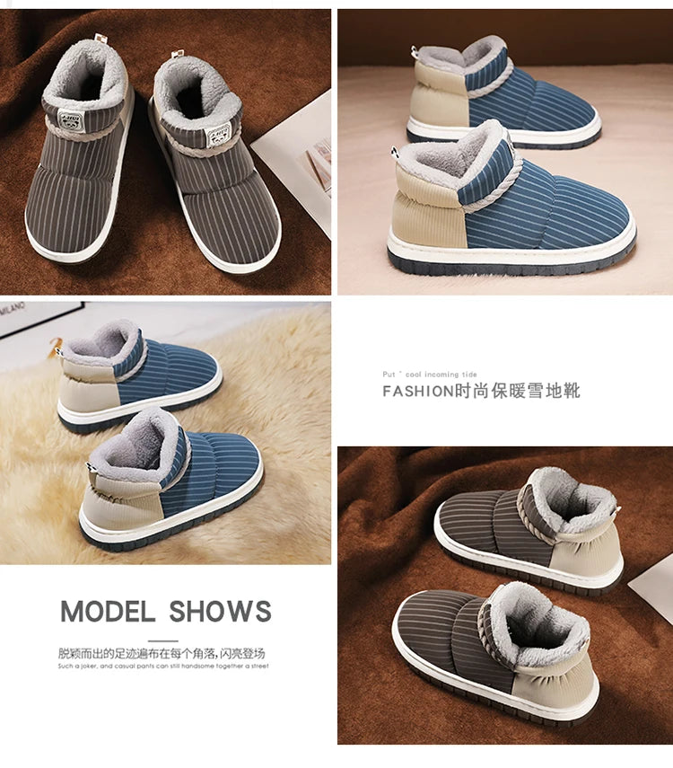 Men's Warm Plush Snow Boots | Cozy Mid-Calf Ankle Winter Shoes