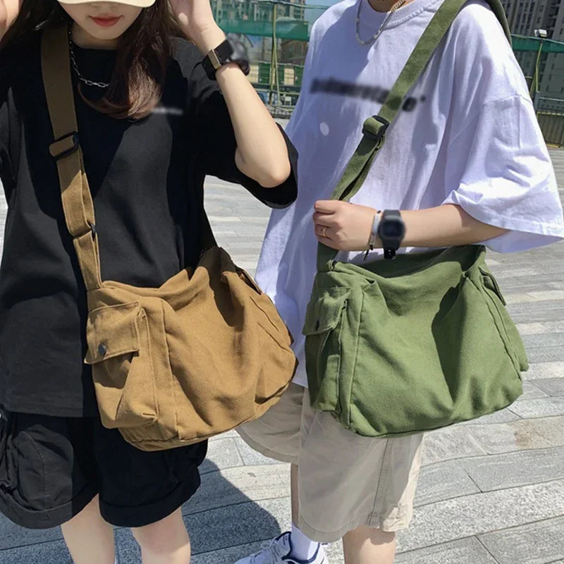 Unisex Canvas Bag | Stylish Korean Student Book Bag