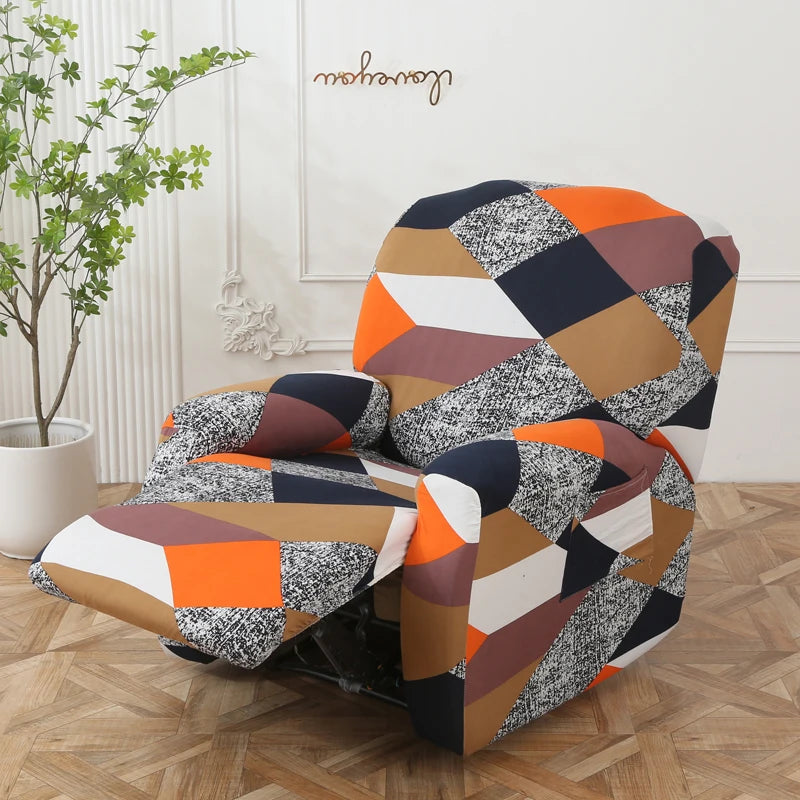 Printed Recliner Cover with Pockets | 4-Piece Furniture Protector