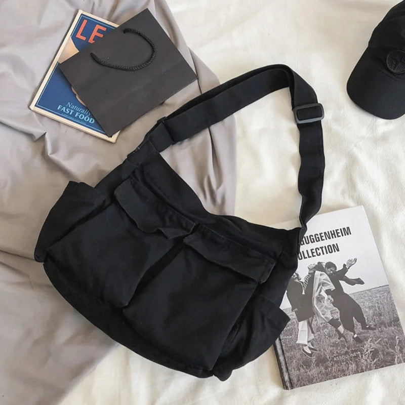 Large Capacity Canvas Shoulder Bag | Versatile Retro Messenger Bag