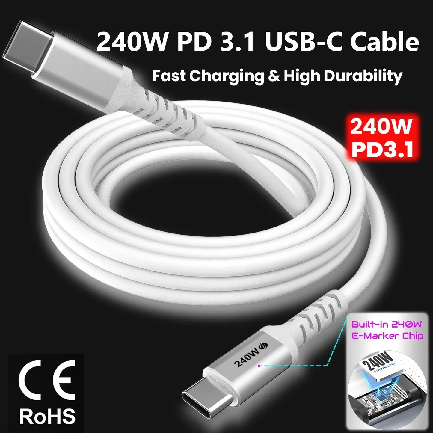 240W USB-C to USB-C Charging Cable | High-Speed Fast Charger