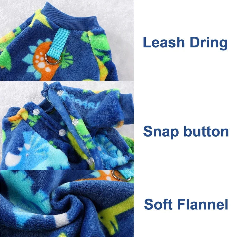 Soft Flannel Dog Pajamas | Cute Cartoon Animal PJs for Dogs