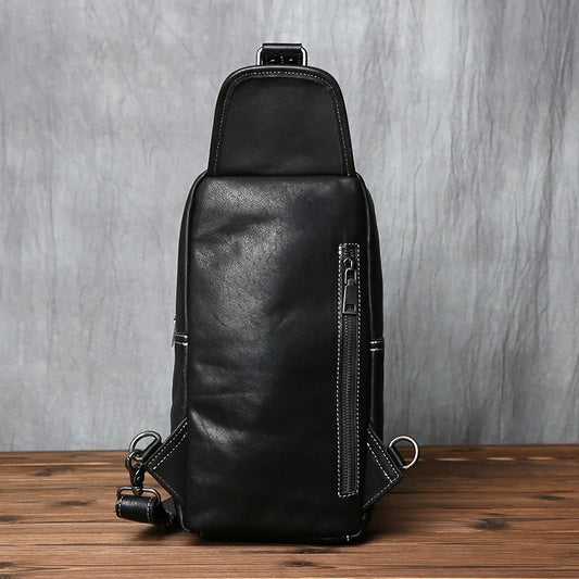 Bolso de pecho de cuero hecho a mano elegante para hombre | Bandolera espaciosa