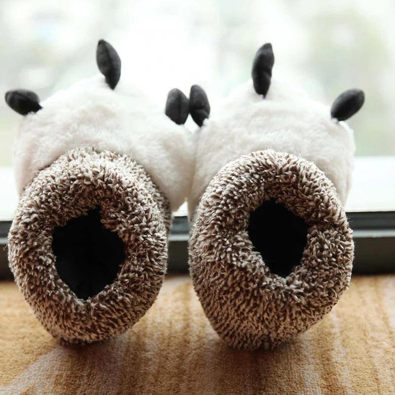 Fluffy Monster Claw Plush Slippers | Cozy Indoor Winter Shoes