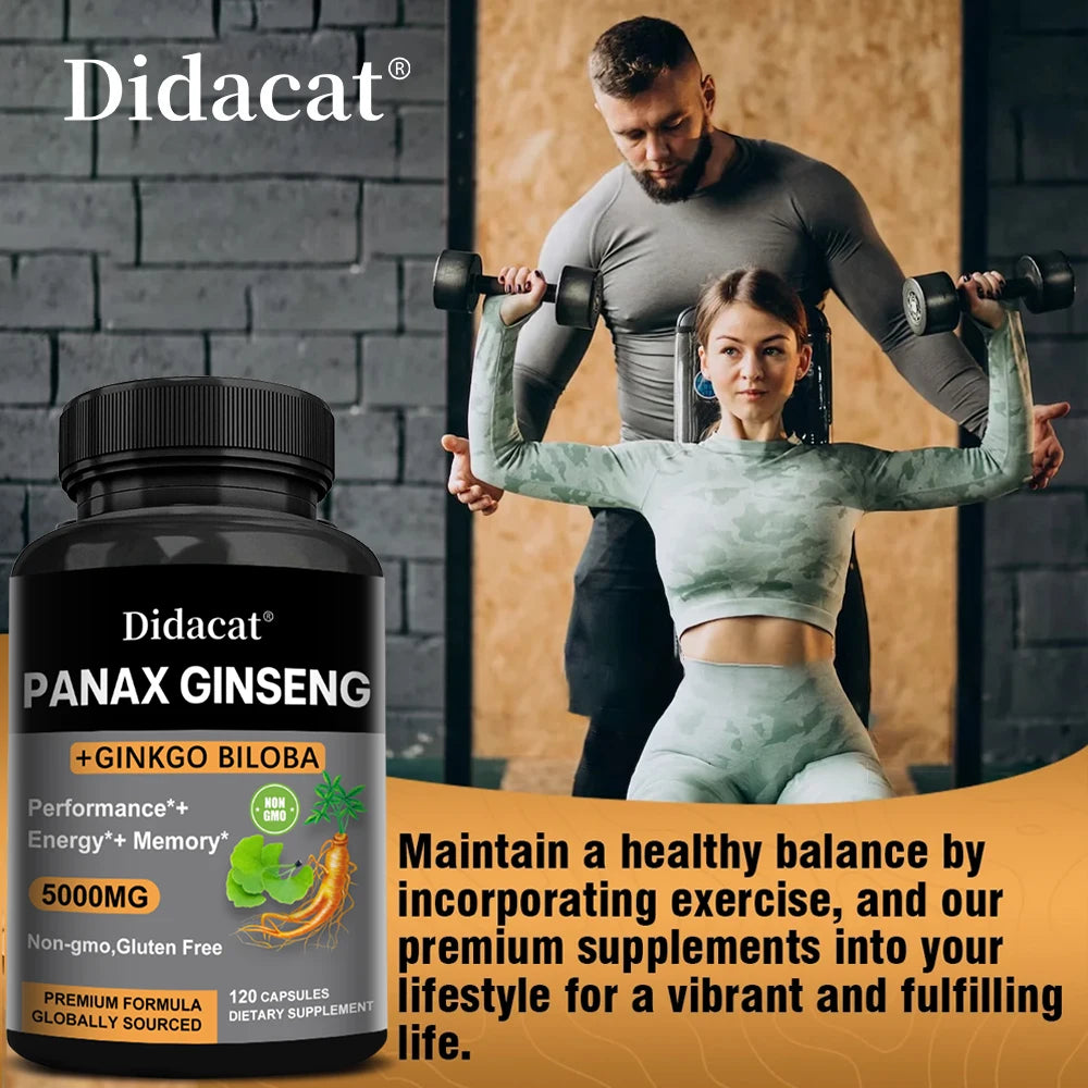 High-Potency Korean Red Ginseng & Ginkgo Biloba Capsules
