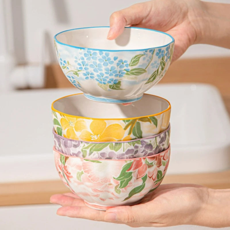 Elegante bol de cerámica estilo japonés para arroz | Vajilla perfecta para el hogar