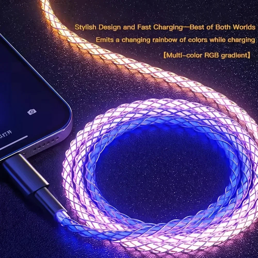 66W RGB LED Type-C Charging Cable | Fast Data Sync & Charge