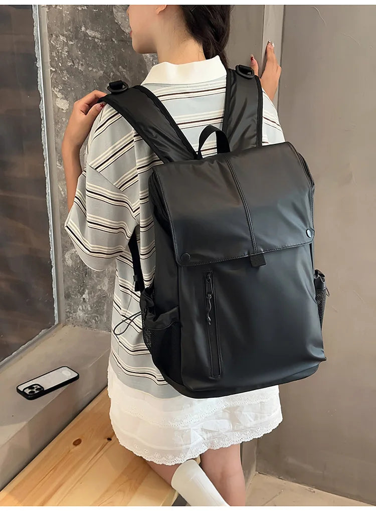 Large Waterproof Leather Backpack for Travel & Business - Unisex