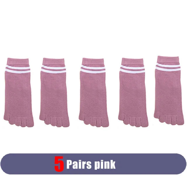 Women's Breathable Cotton Striped Invisible 5 Finger Socks | Soft Comfort