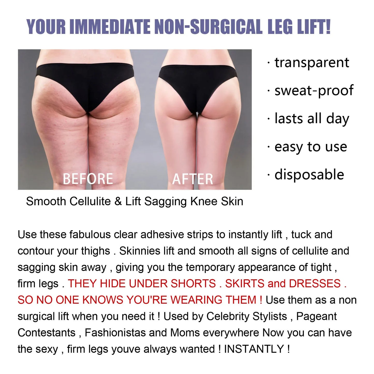10Pcs Invisible Thin Leg Stickers | Ultimate Leg Lifting Patches