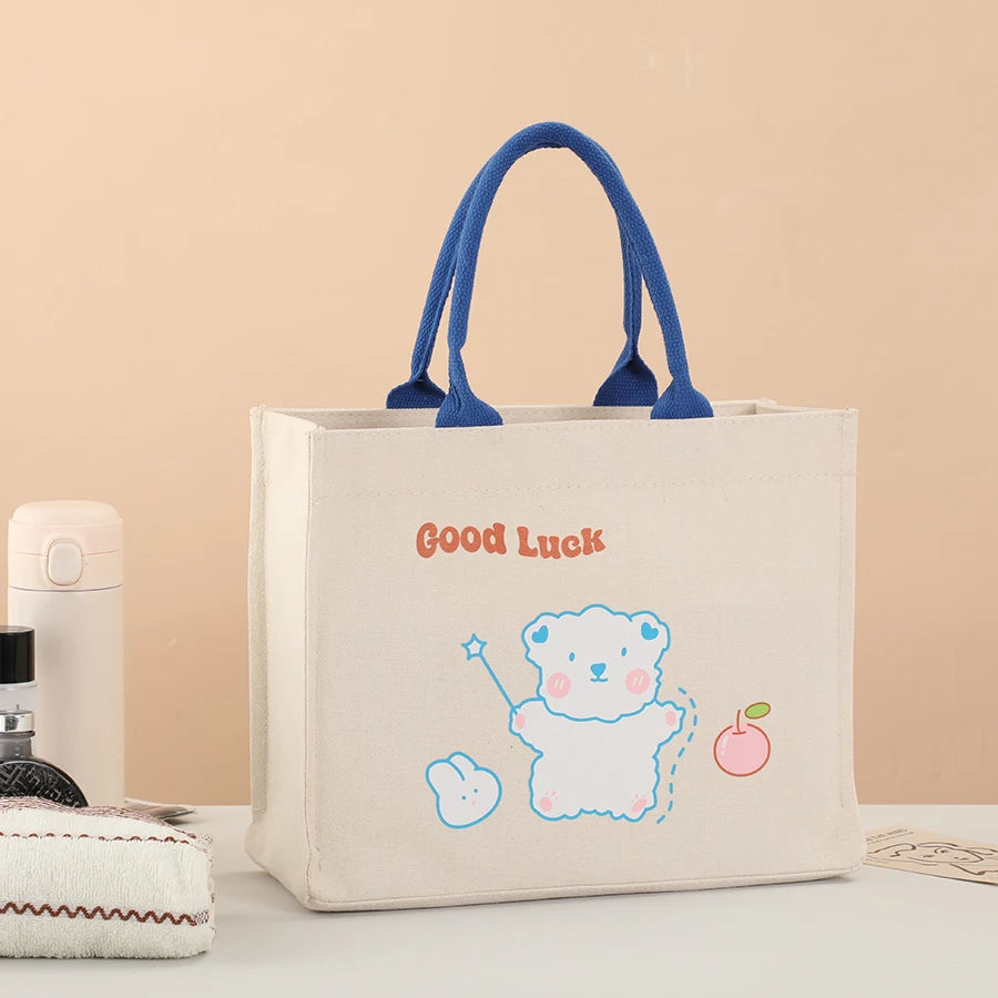 Large Capacity Cartoon Tote Bag | Versatile Canvas Shopping Bag