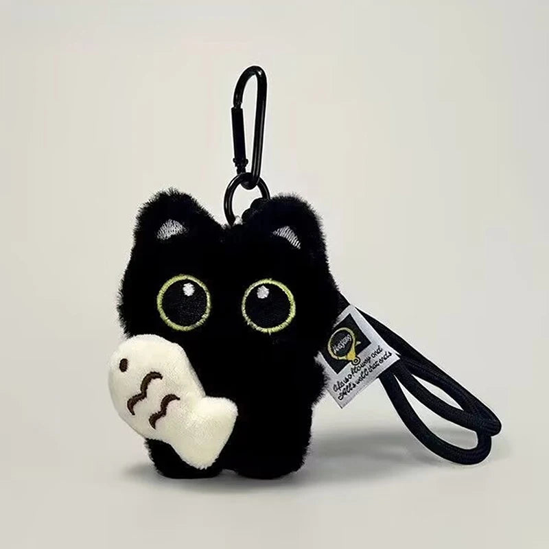 Adorable Plush Black Cat Doll Keychain | Cute Backpack Pendant