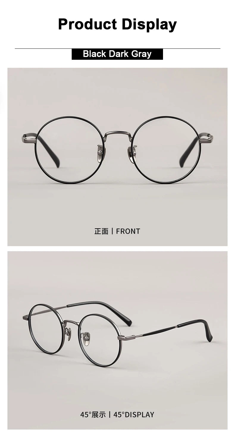 Ultra-Light Retro Round Eyeglasses | Stylish Titanium Frames
