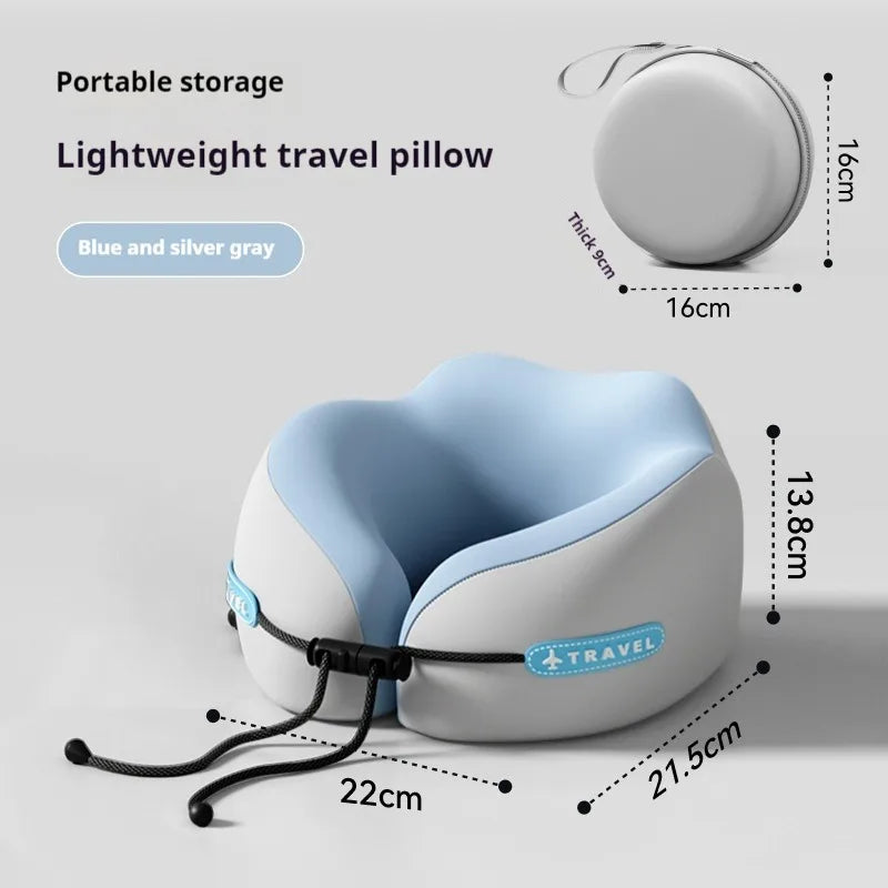 Portable Memory Foam Travel Neck Pillow — U-Shape Comfort Support Cushion for Airplane, Office & Home Rest