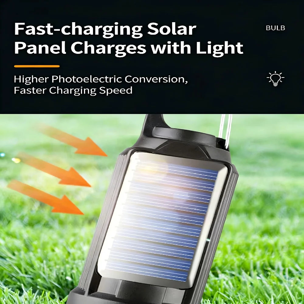 Portable LED Camping Bulb Light | Solar & Type-C Charging Lantern