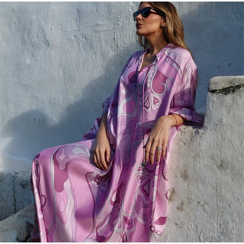 Stylish Oversized Women's Print Kaftan Maxi Dress for Summer