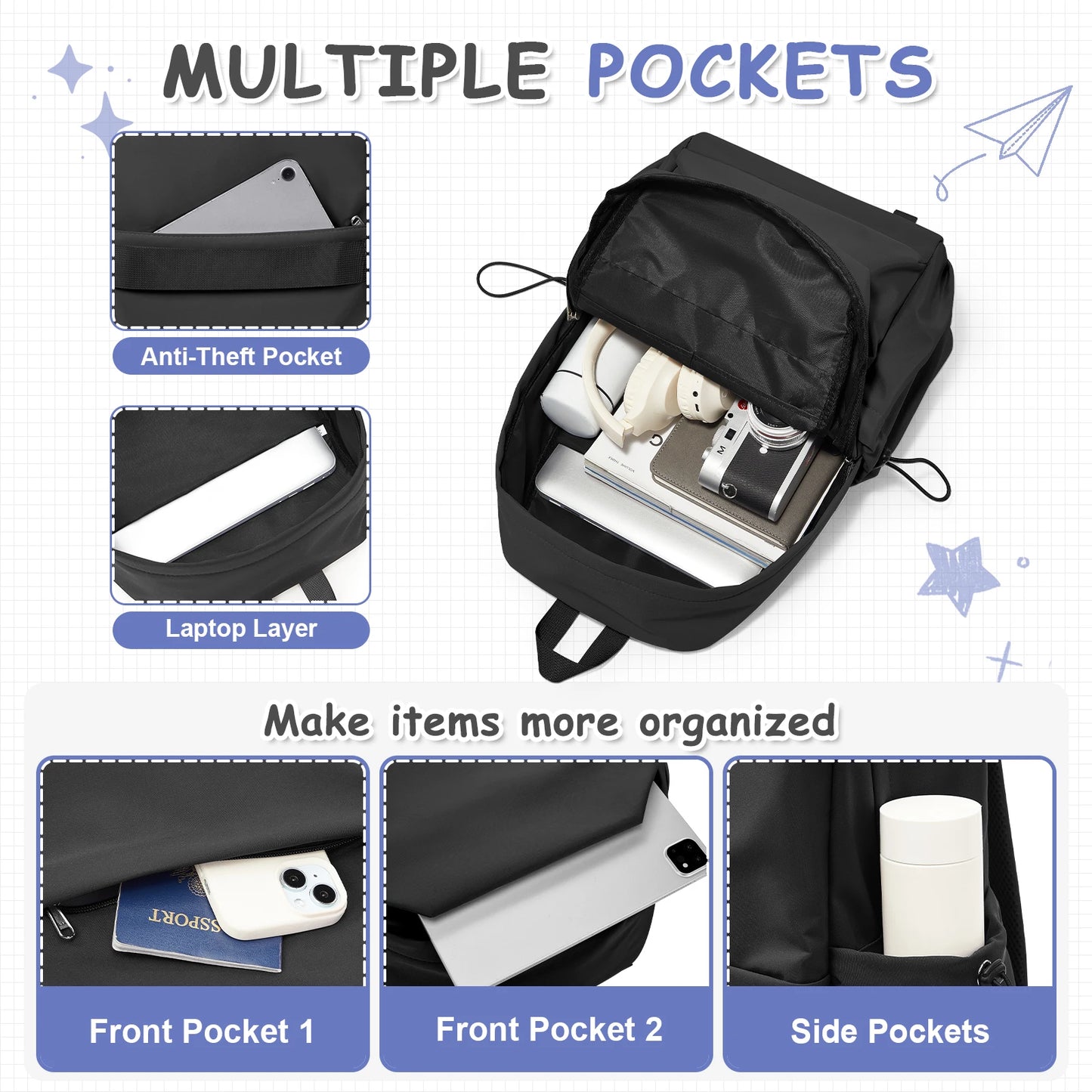 Lightweight Unisex Backpack | Stylish Travel Bag for School & College