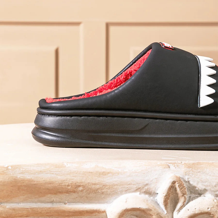 Cozy Warm Shark Design Platform Slippers for Men | Comfortable House Shoes