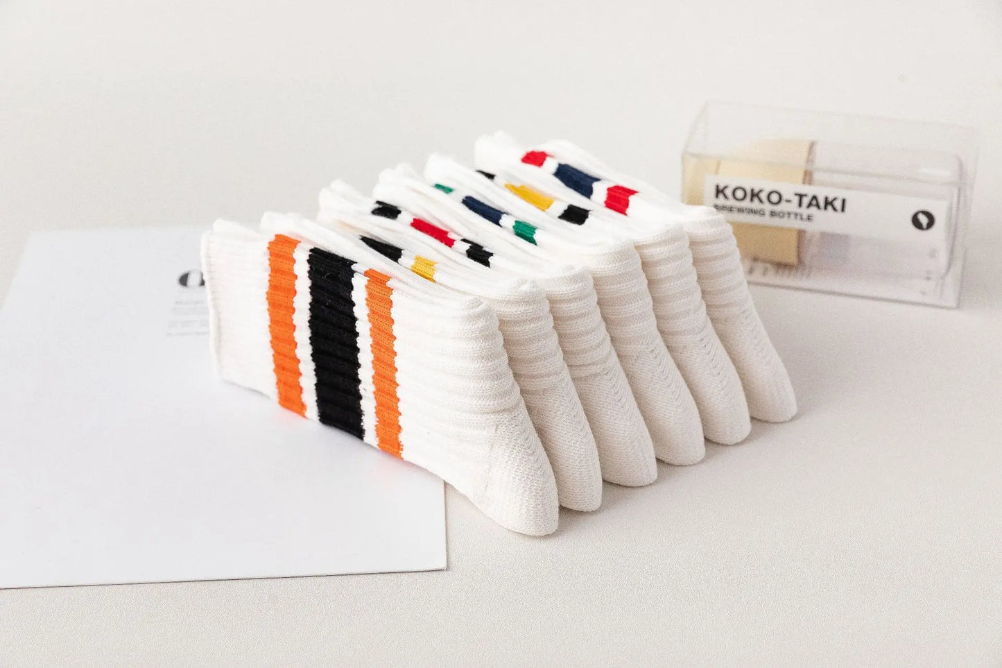 Men's Japanese Style Striped Crew Socks | Cozy Cotton Comfort