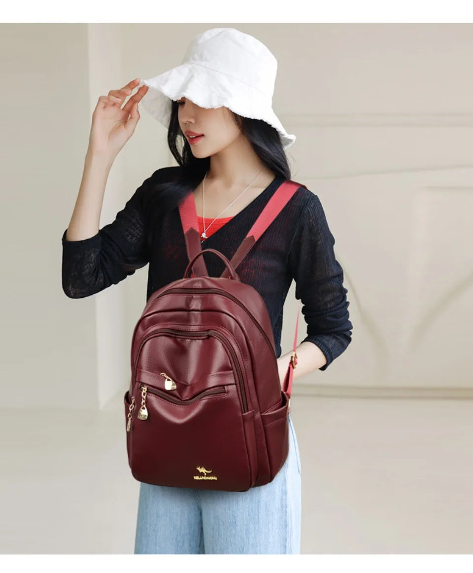Stylish Leather Backpack for Women | Spacious Daily Use