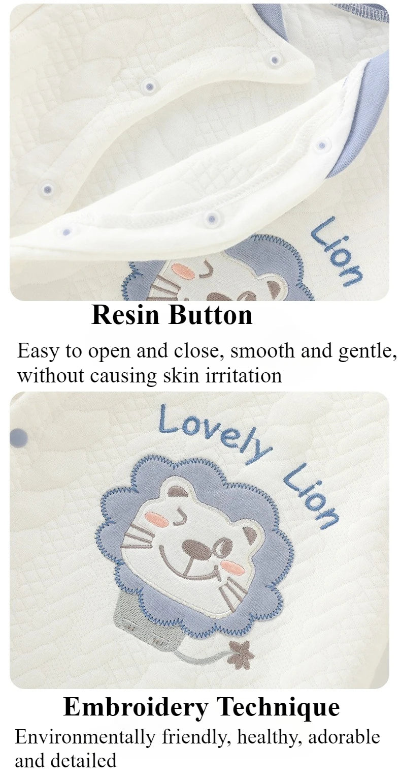 Cute Lion Print Baby Cotton Suit | Soft Long Sleeve & Pants Set