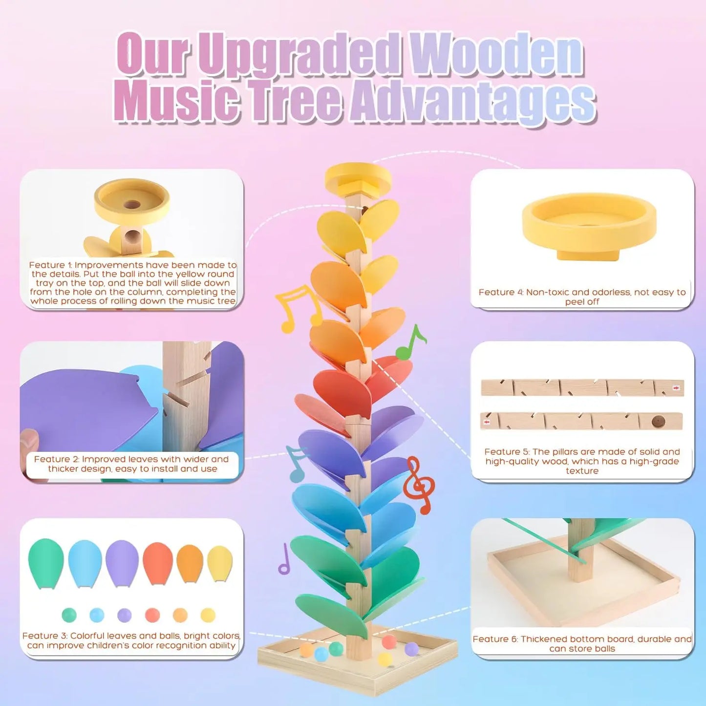 49PCS Wooden Marble Run Music Tree Toy | Fun Learning Game for Kids