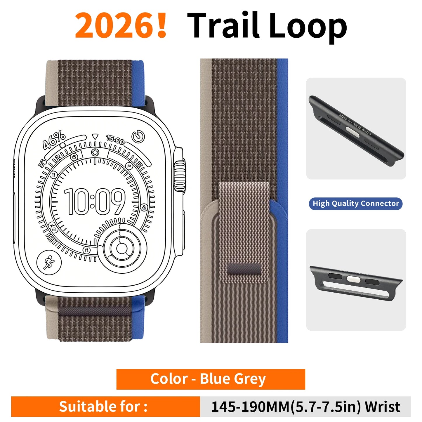 High-Quality Nylon Strap for Smartwatches | Natural Titanium Finish