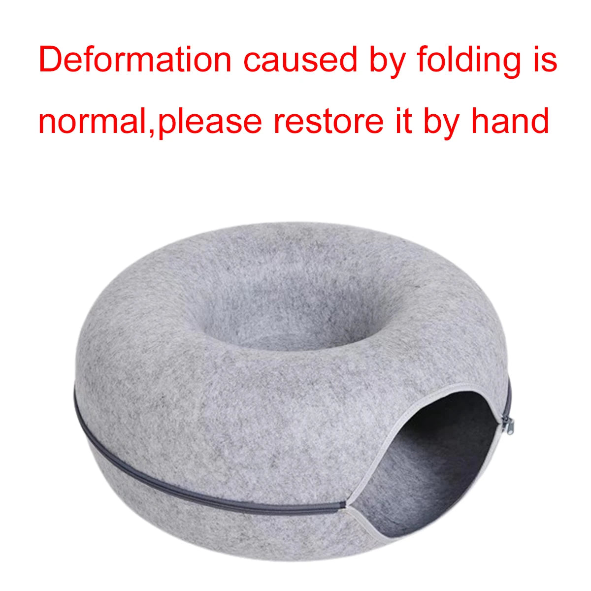 Interactive Round Cat Tunnel Bed | Cozy Felt Cat Toy for Kittens