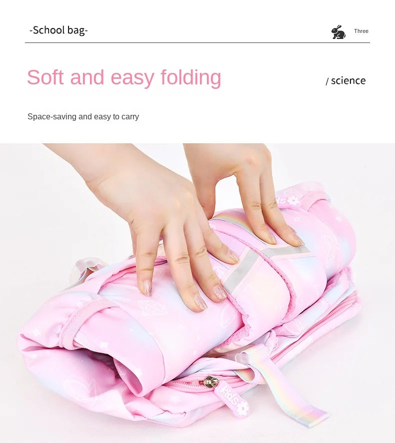 Cute Waterproof Rainbow Backpack for Girls | Spine Support Design