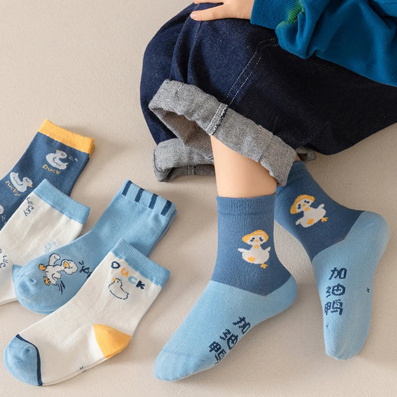 Kids Cartoon Duck Mid Tube Socks | Soft & Fun Socks for Boys