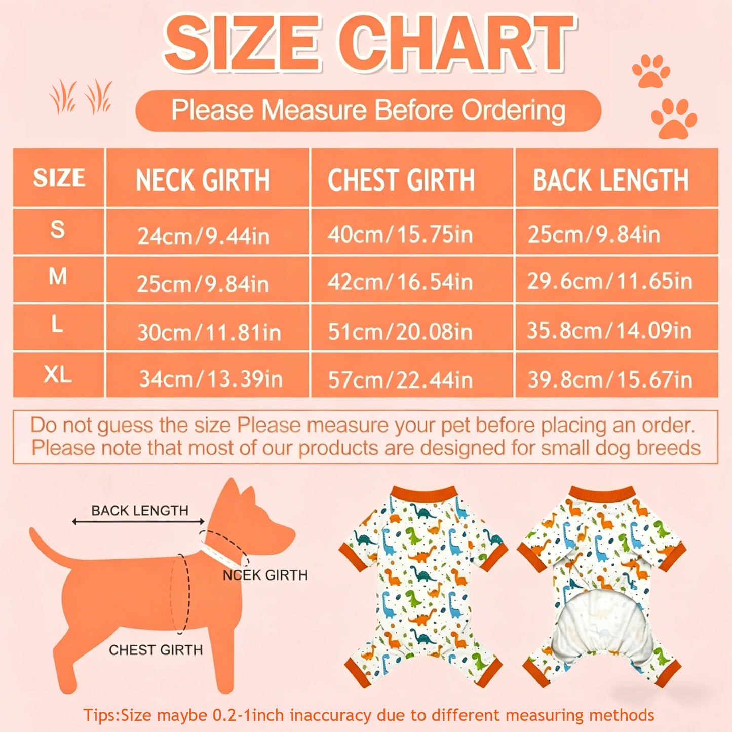 Cute Dog Pajamas for Small & Medium Dogs | Soft & Breathable Onesie