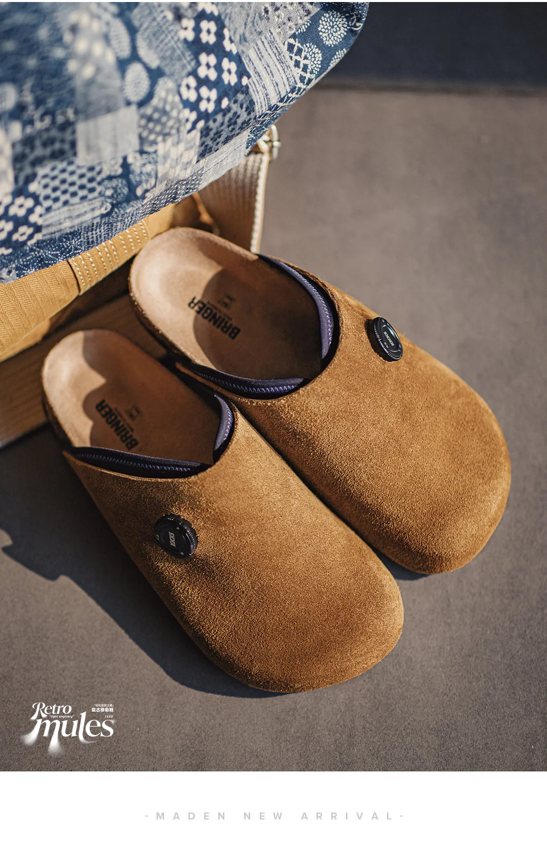 Men's Vintage Classic Brown Suede Mules | Comfortable Slip-On Shoes