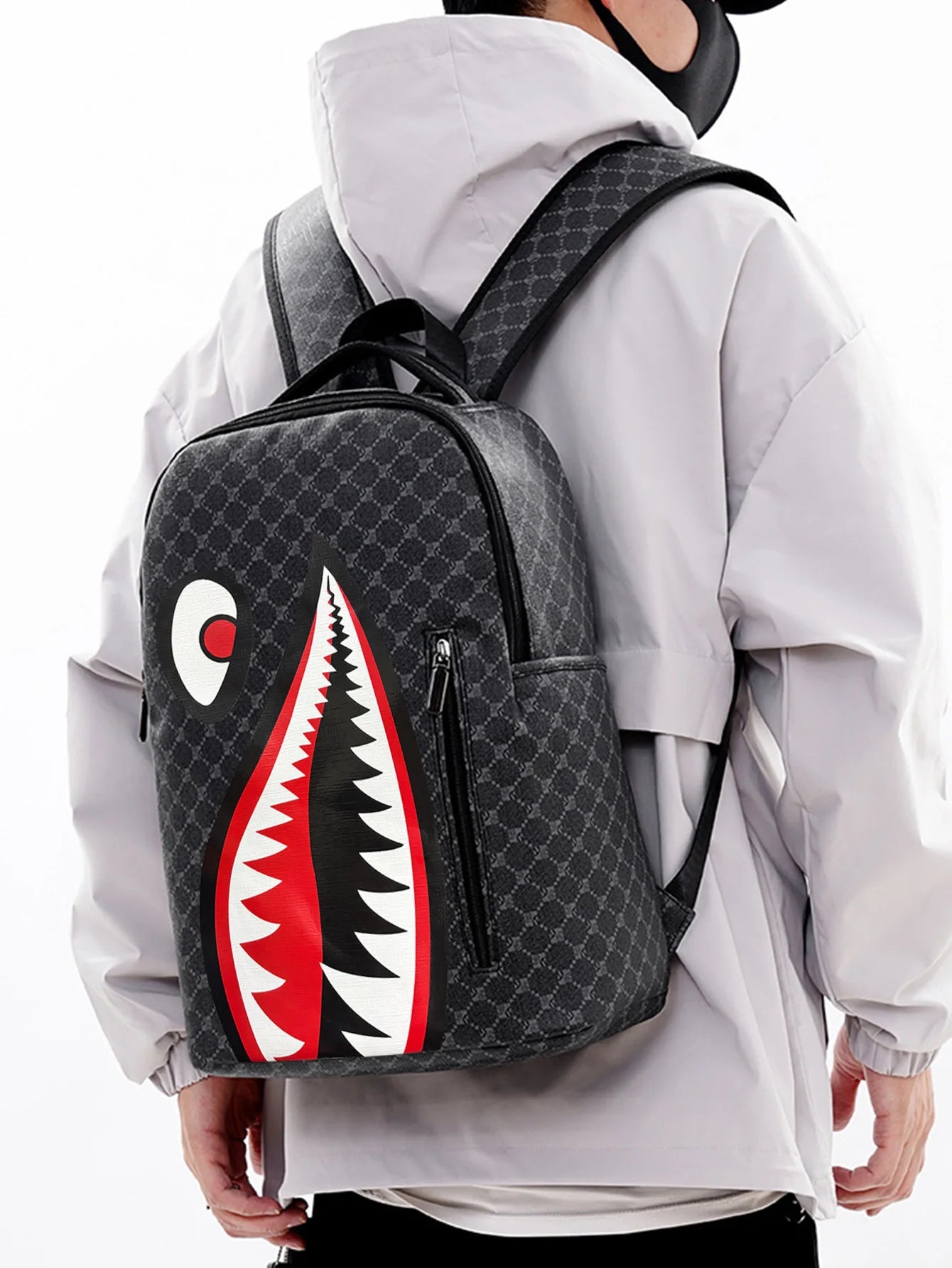 Large Capacity Waterproof Retro Shark Backpack for Outdoor Use