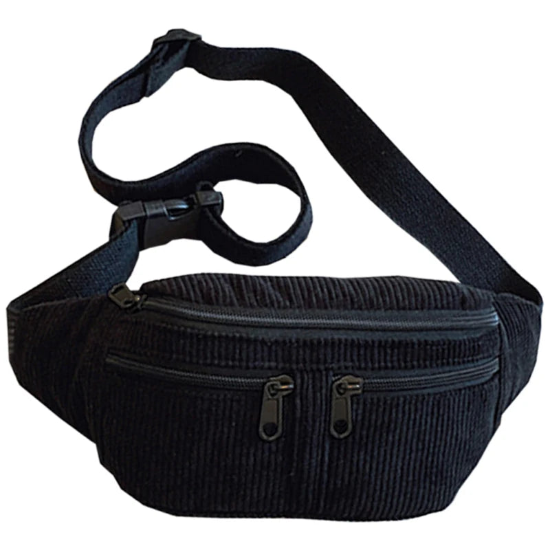 Trendy Multi-color Corduroy Waist Bag | Stylish Versatile Fanny Pack