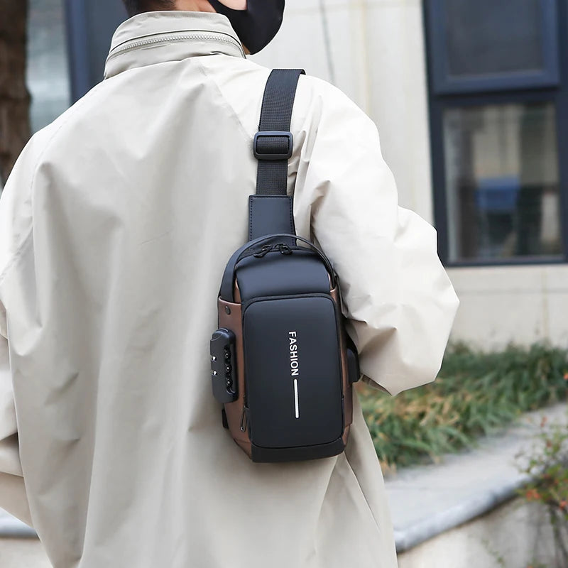 Men's Anti-Theft Sling Bag | USB Charging Crossbody Pack