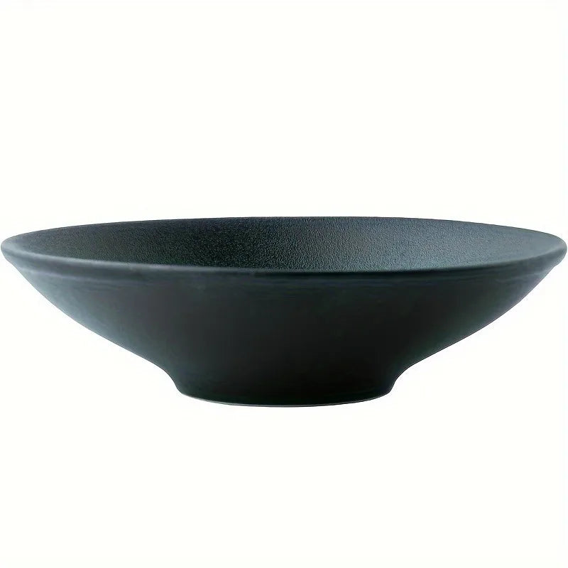Elegant Black Ceramic Salad and Noodle Bowls | Eco-Friendly Tableware