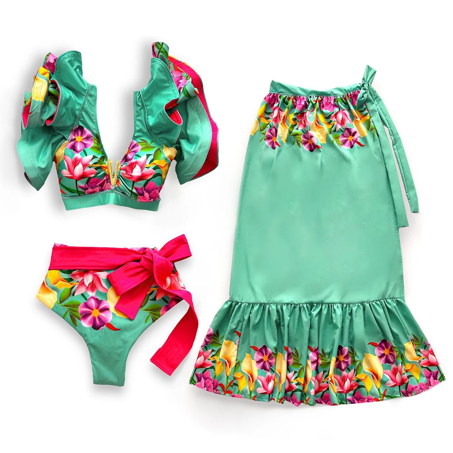 Floral Ruffle Bikini Set | Stylish & Sexy Beach Swimwear