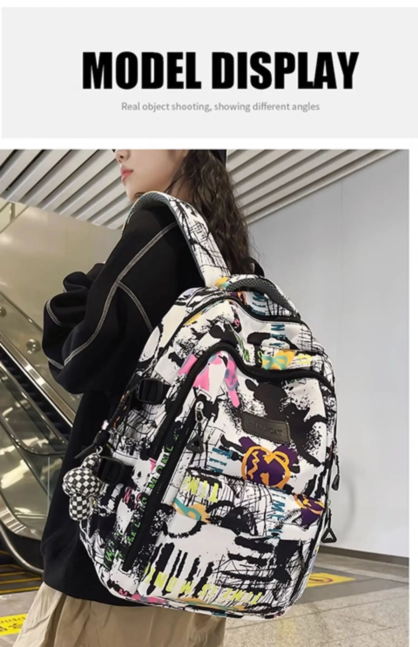 Trendy Personalized Graffiti Japanese Backpack | Large Capacity Book Bag