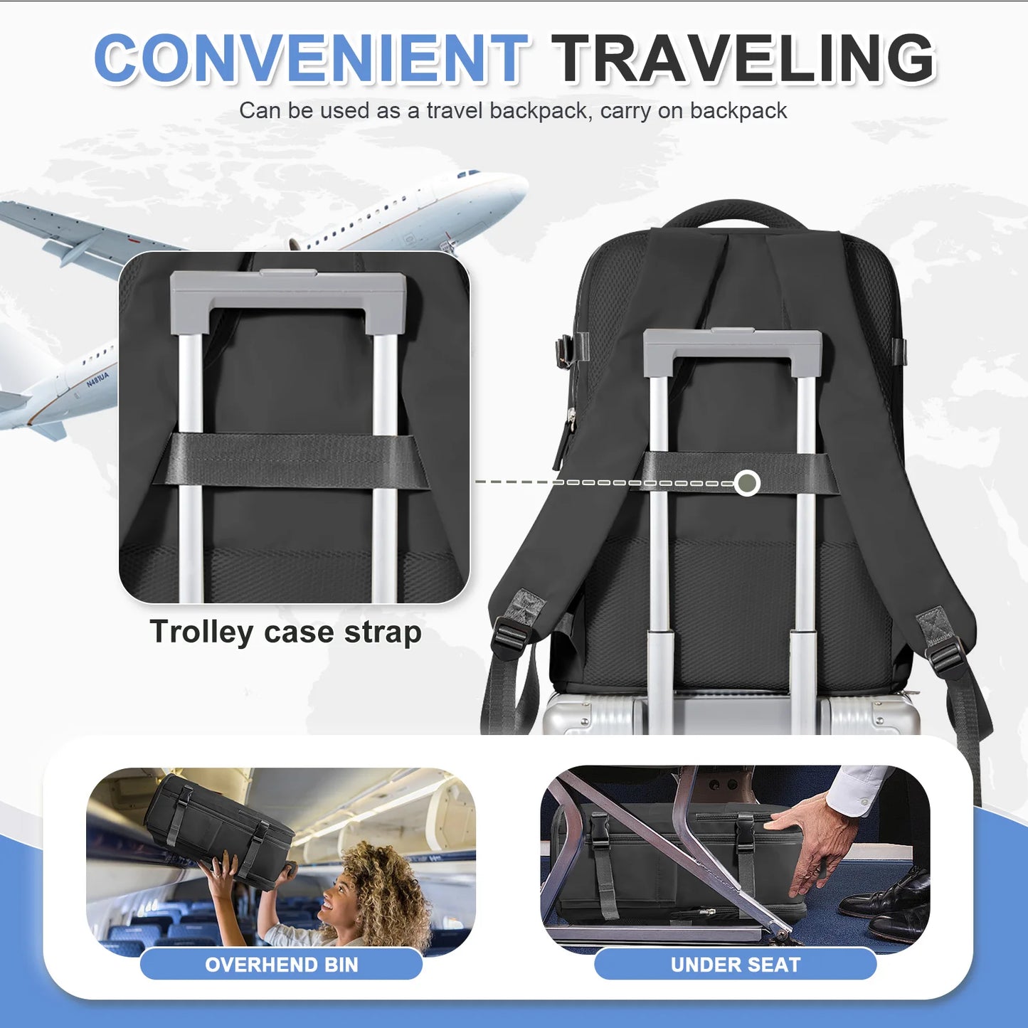 Spacious 40x30x20 Travel Backpack for Business & College Use