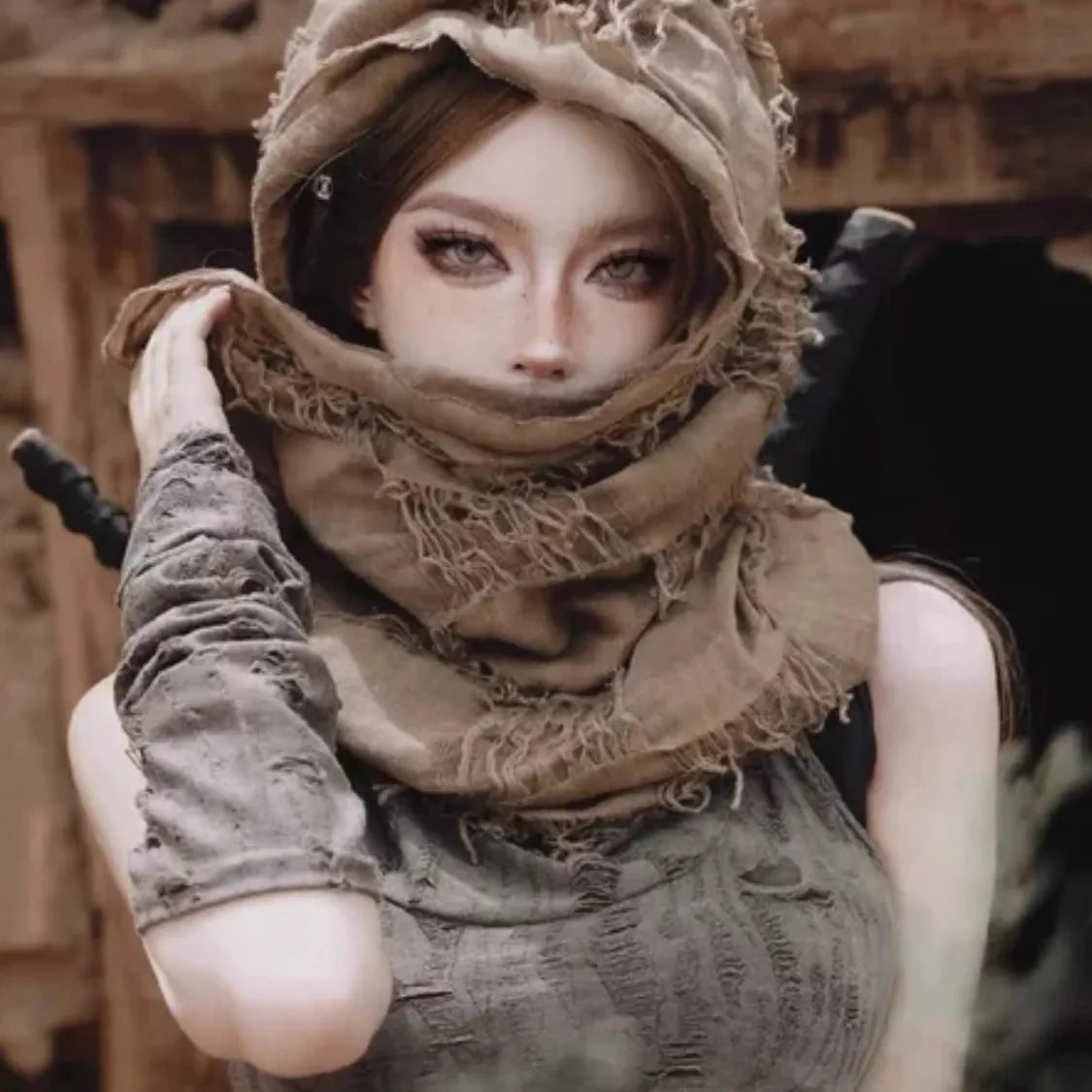Unisex Steampunk Hip Hop Cotton Linen Scarf | Versatile Fashion Shawl