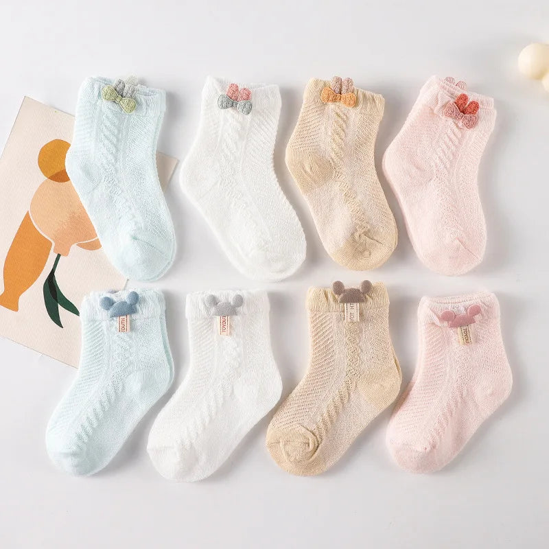 Cute Newborn Baby Summer Socks | Breathable Mid Tube Design