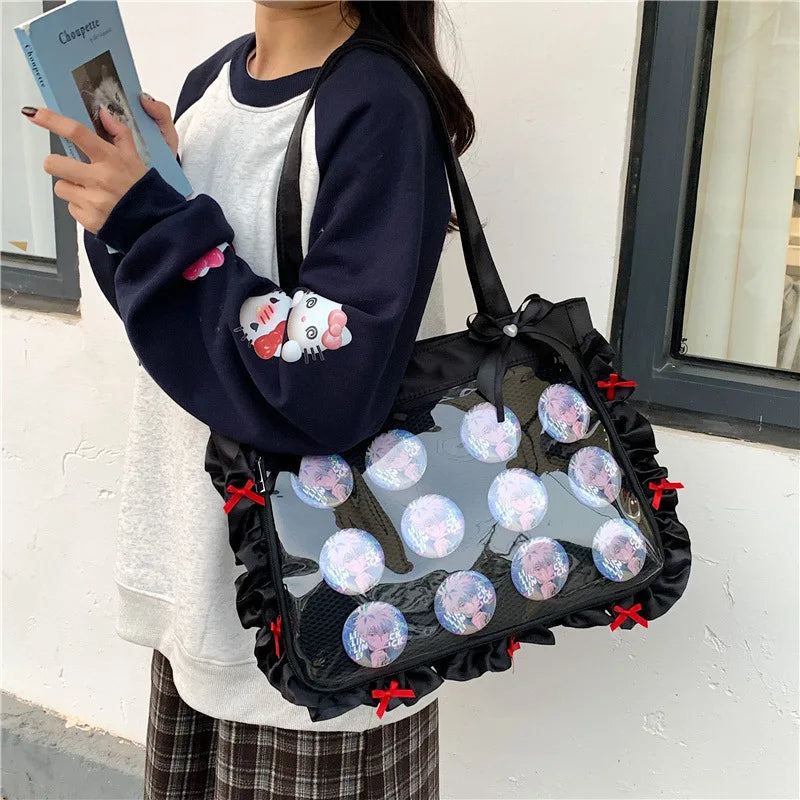 Bolsa Bandolera de Anime Estilo Preppy de Gran Capacidad para Mujer