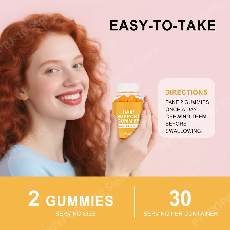 Hair Support Gummies with Biotin, Zinc, and Collagen for Health
