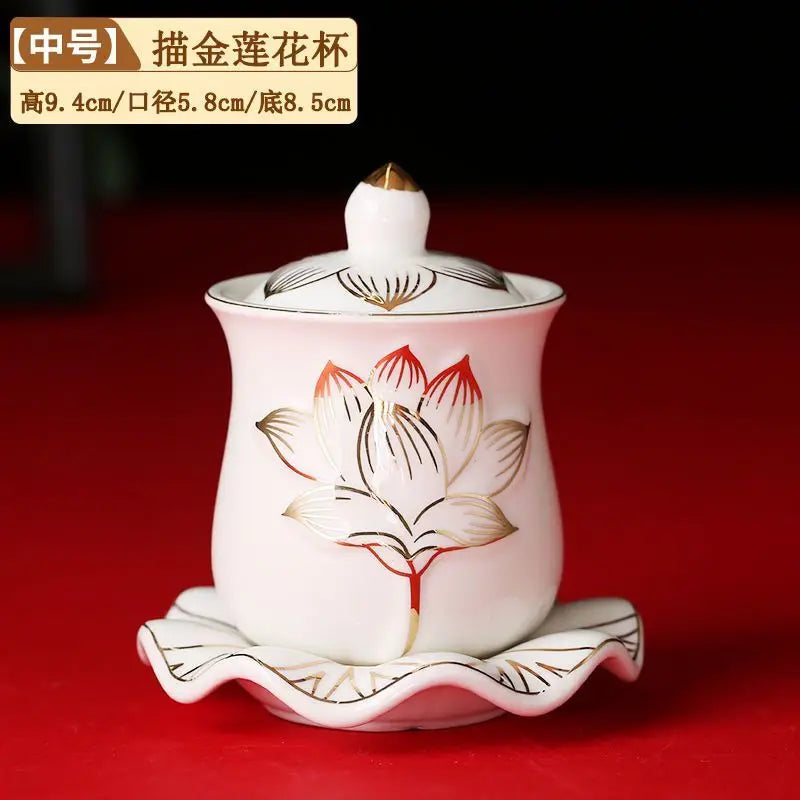 Lotus Cup Relief Ceramic Tea Cup | Elegant Guanyin Tea Set