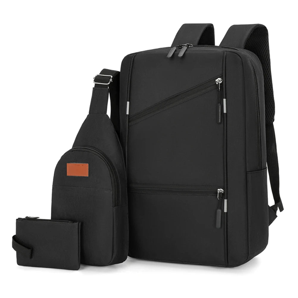 3-Piece Casual Bag Set | Versatile Laptop Backpack & Pouches