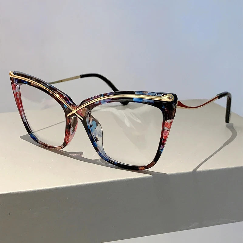 Trendy Oversized Cat Eye Eyeglasses | Vintage Blue Light Blockers