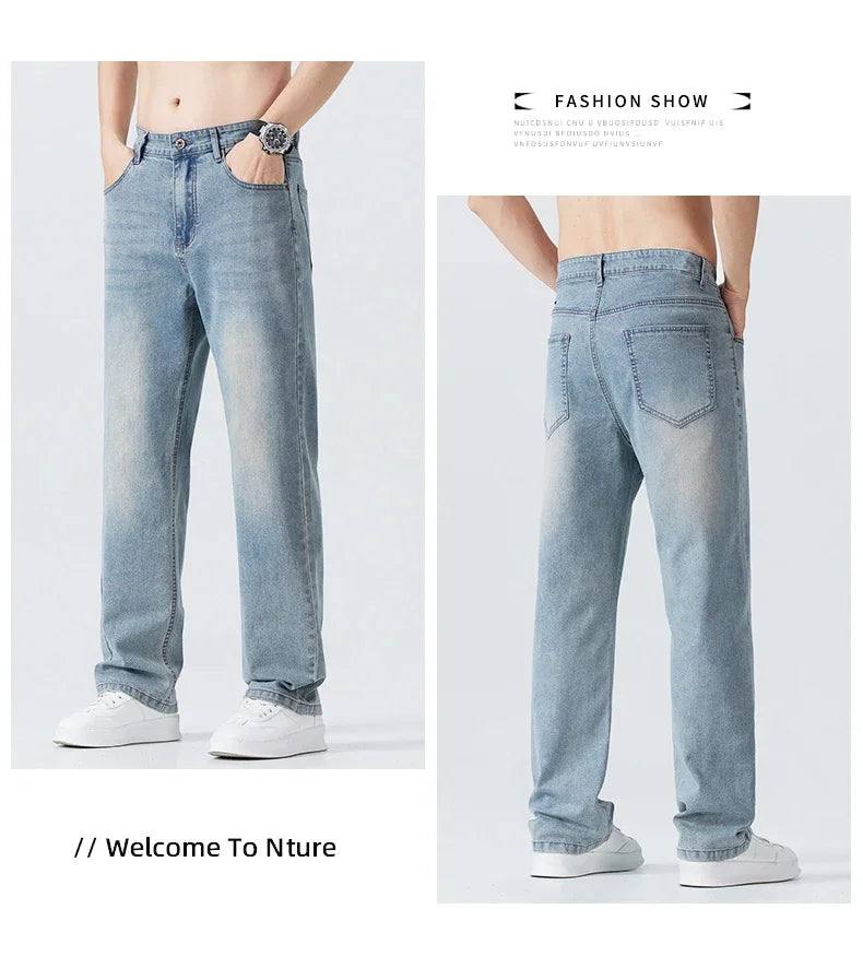 Men's Summer Thin Straight Jeans | Breathable & Comfortable Trousers