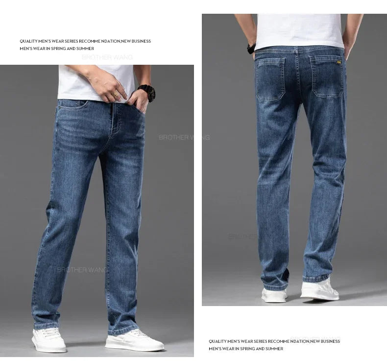 Men's Casual Loose-Fit Straight Jeans | Comfortable Everyday Denim