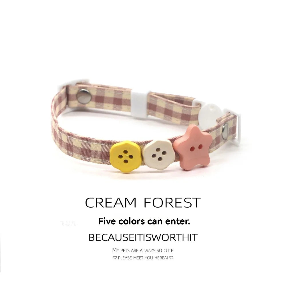 Plaid Pet Collar Necklace | Trendy Cartoon Style with Safety Buckle
