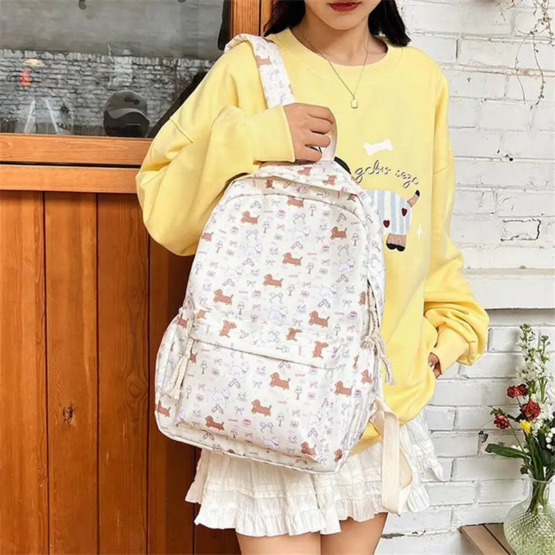 Cute Dachshund Print College Backpack | Stylish and Spacious Design
